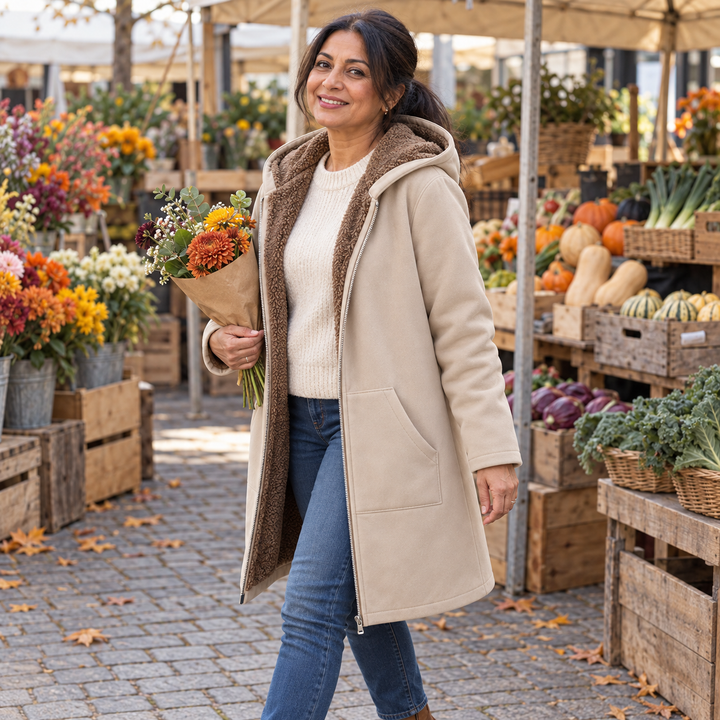Evelyn | Sherpa-Lined Hooded Coat