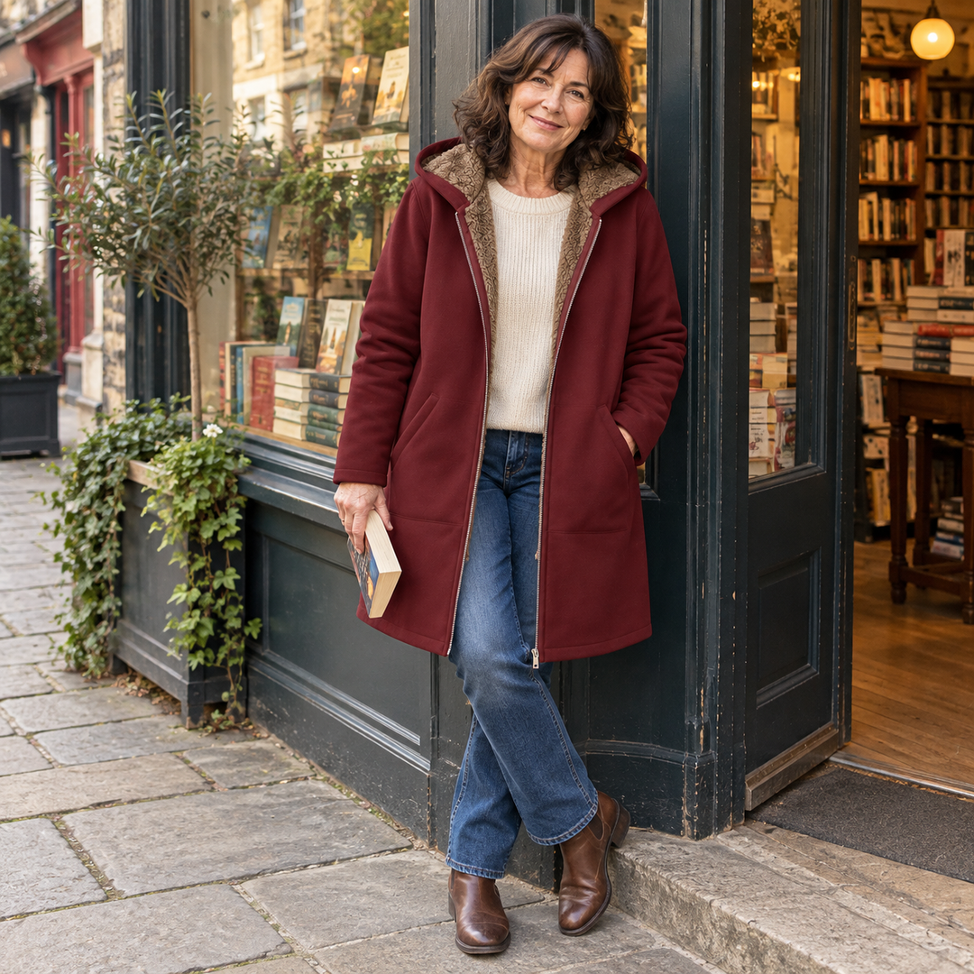 Evelyn | Sherpa-Lined Hooded Coat