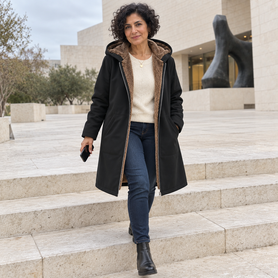 Evelyn | Sherpa-Lined Hooded Coat