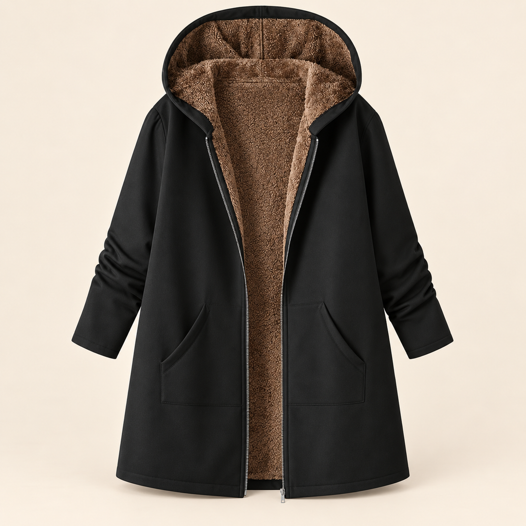 Evelyn | Sherpa-Lined Hooded Coat
