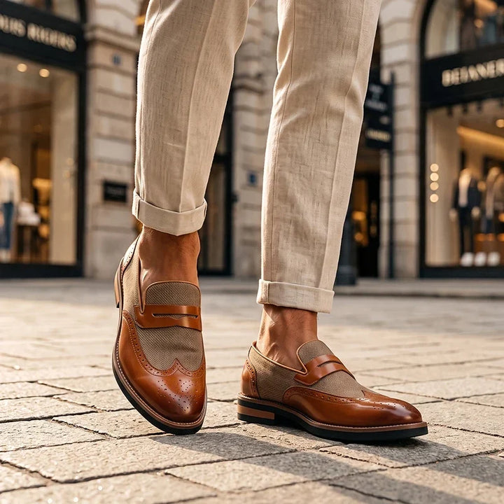 Everett | Leather Woven Brogue Loafers