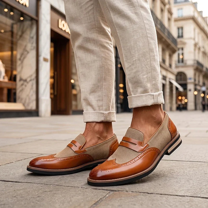 Everett | Leather Woven Brogue Loafers