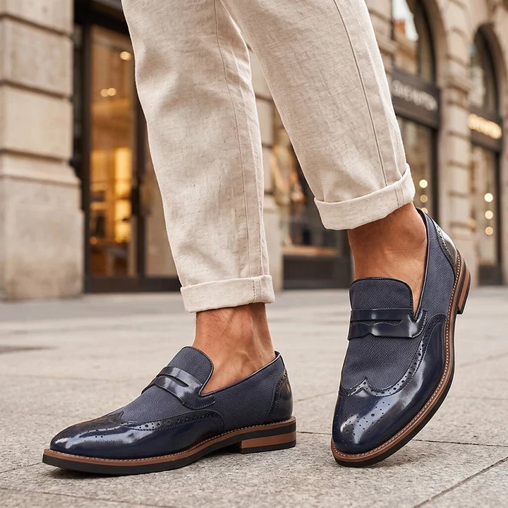 Everett | Leather Woven Brogue Loafers