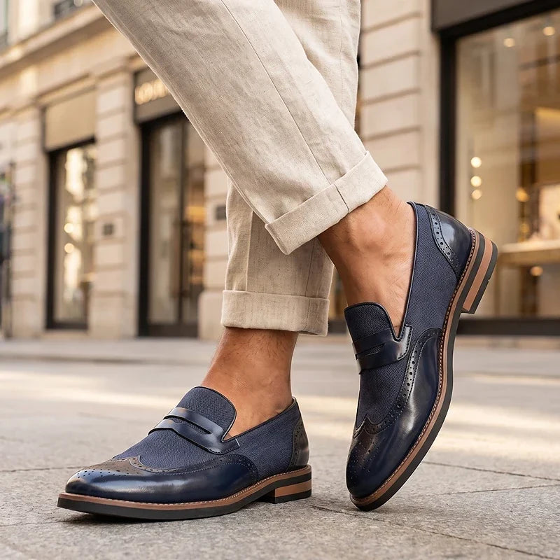 Everett | Leather Woven Brogue Loafers