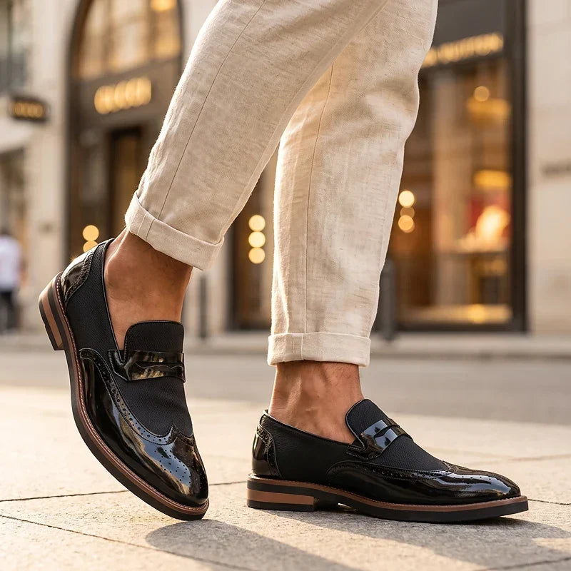 Everett | Leather Woven Brogue Loafers
