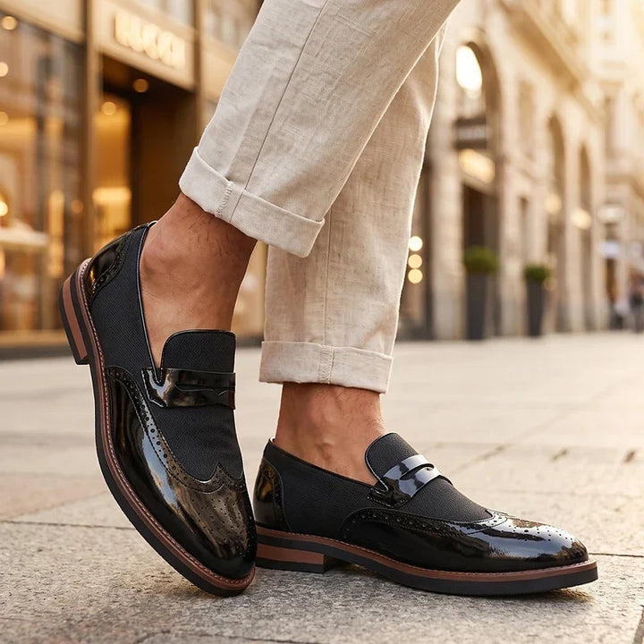 Everett | Leather Woven Brogue Loafers