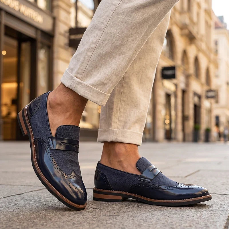 Everett | Leather Woven Brogue Loafers