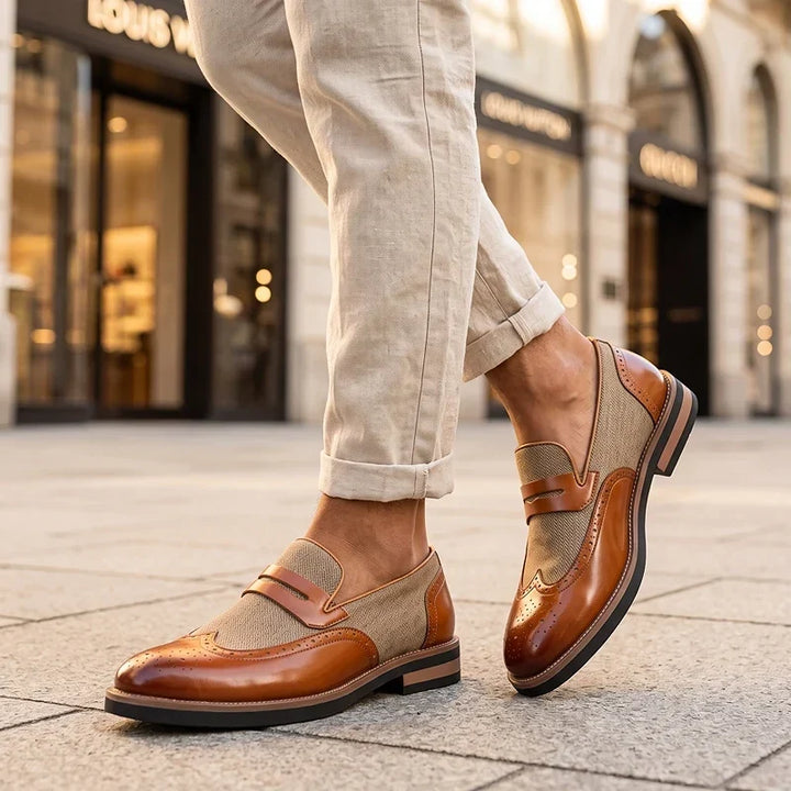Everett | Leather Woven Brogue Loafers
