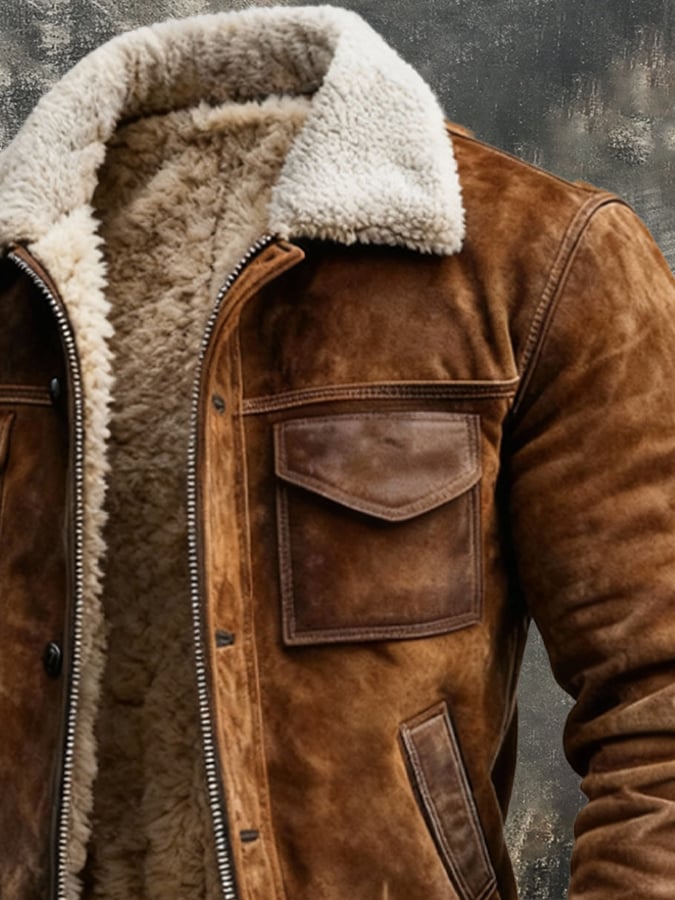 Everett | Suede Sherpa-Lined Bomber Jacket