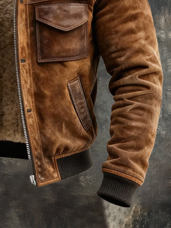 Everett | Suede Sherpa-Lined Bomber Jacket