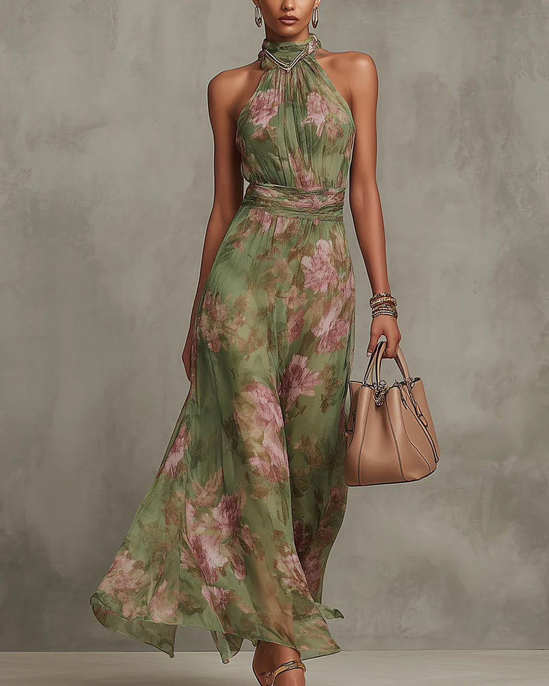 Fiorina | Floral Halter Maxi Dress