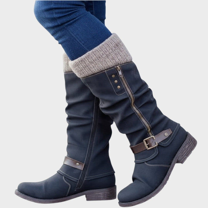 Giana | Cozy Long Winter Boots with Knit Detail