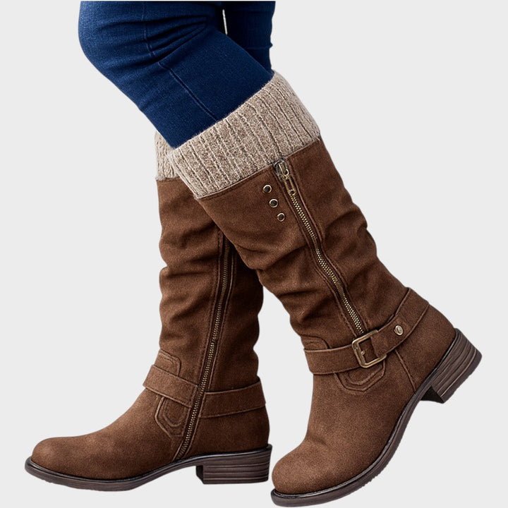 Giana | Cozy Long Winter Boots with Knit Detail