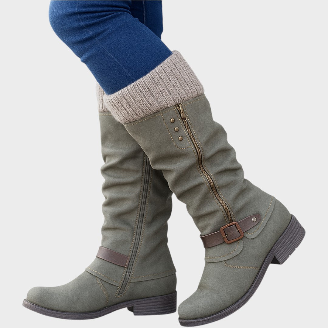 Giana | Cozy Long Winter Boots with Knit Detail