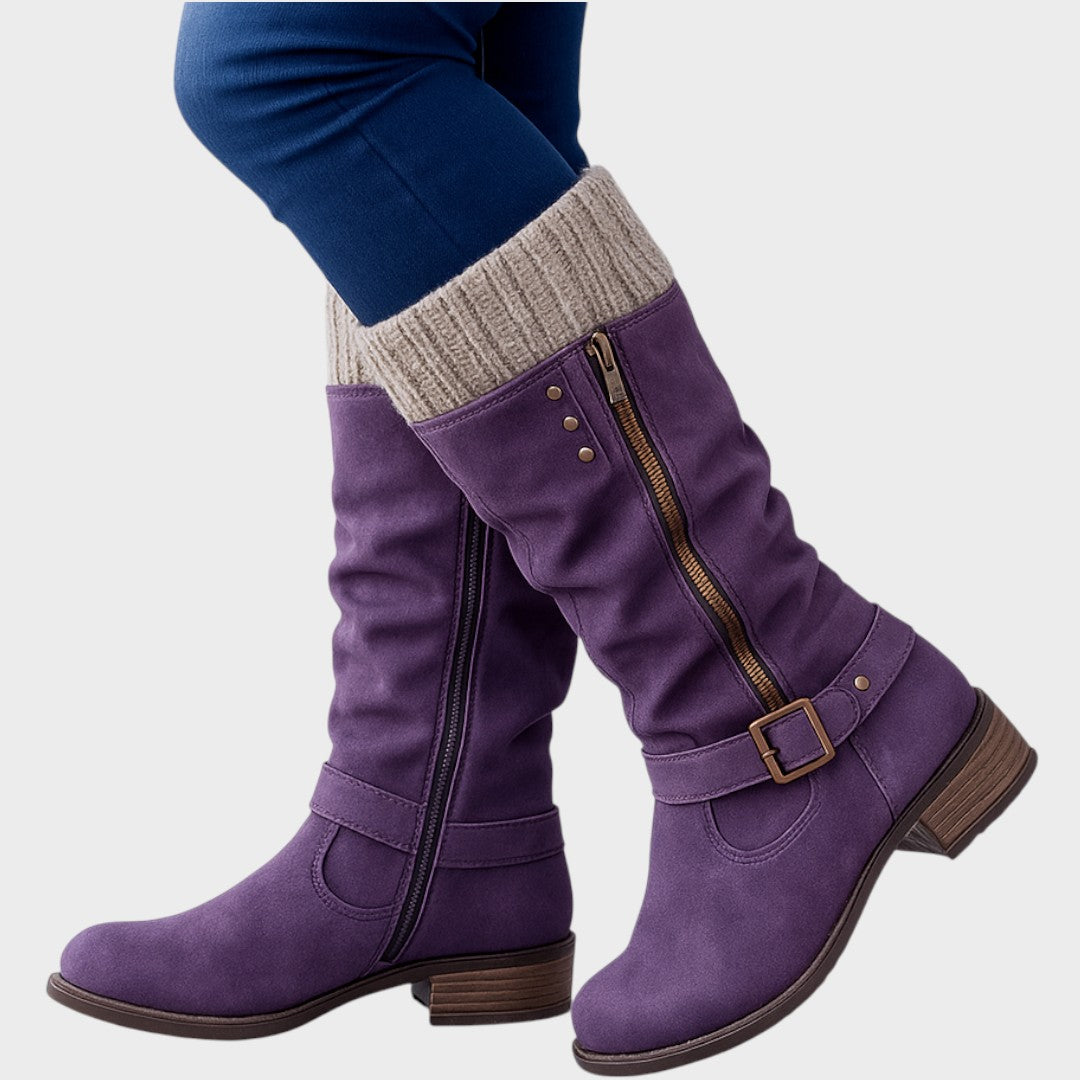 Giana | Cozy Long Winter Boots with Knit Detail