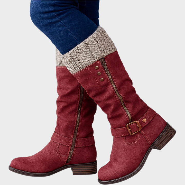 Giana | Cozy Long Winter Boots with Knit Detail