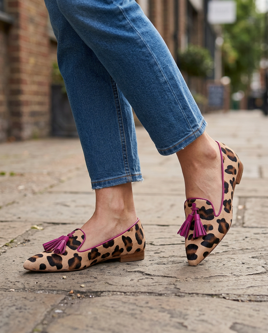 Ginevra Loafers | Leopard Print, Fuchsia Tassels