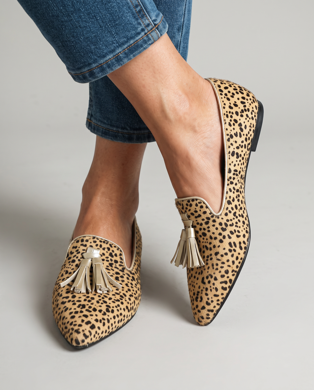 Ginevra Moccasin | Cheetah, Light Gold Tassels