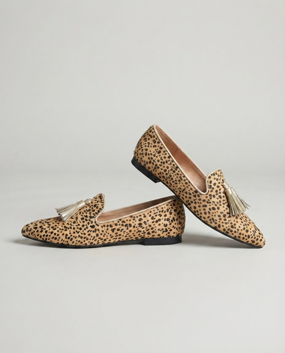 Ginevra Moccasin | Cheetah, Light Gold Tassels
