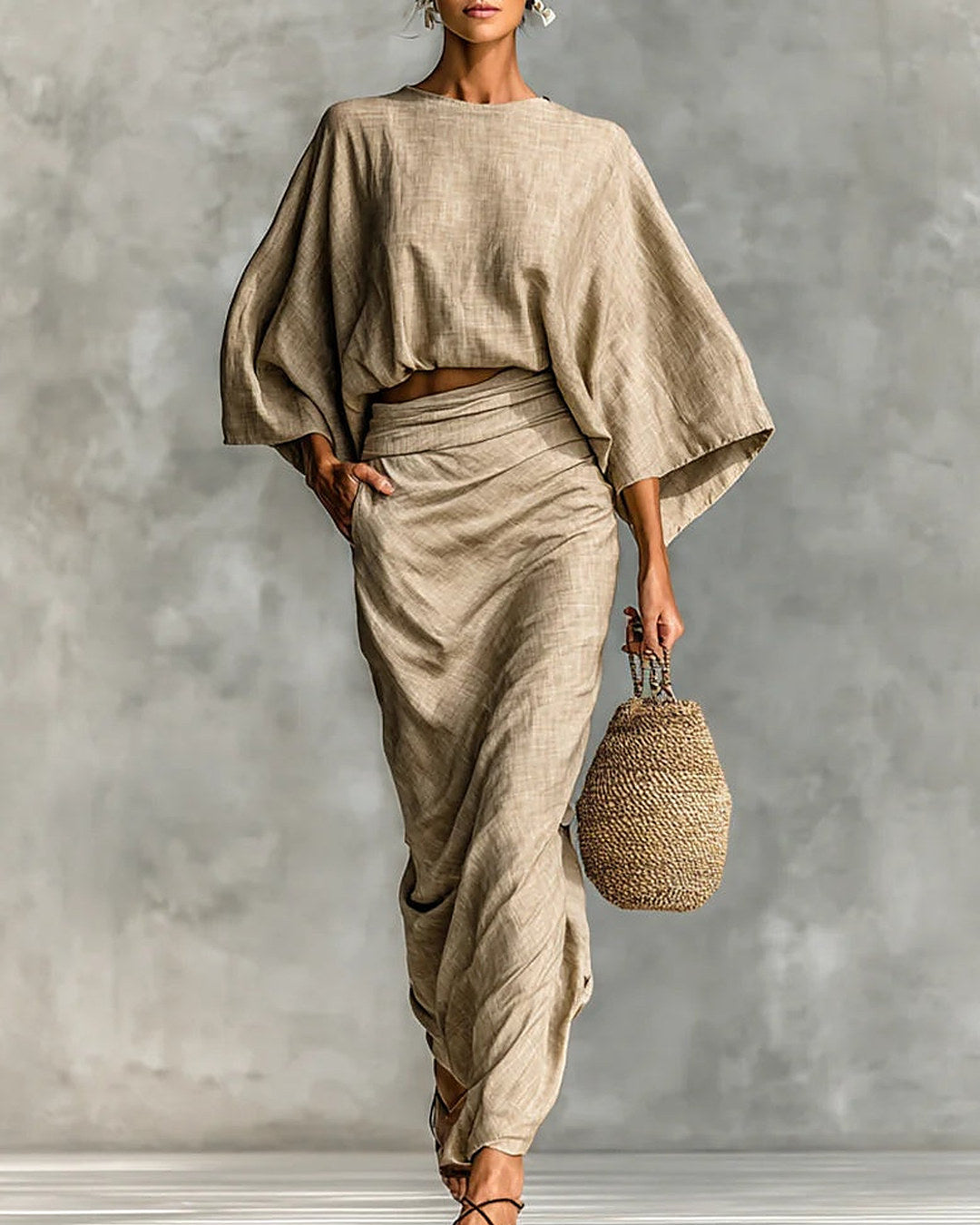 Giulia | Cropped Top & Draped Skirt Set