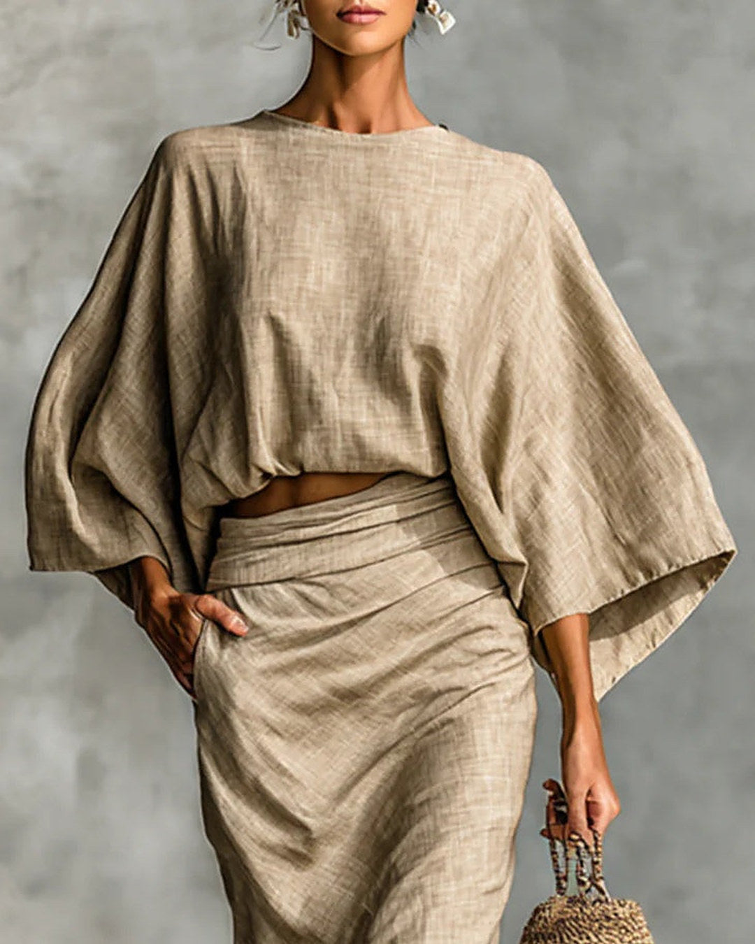 Giulia | Cropped Top & Draped Skirt Set