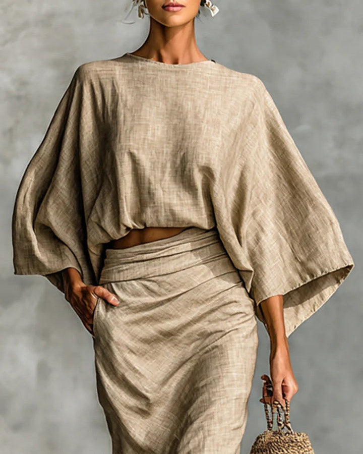Giulia | Cropped Top & Draped Skirt Set