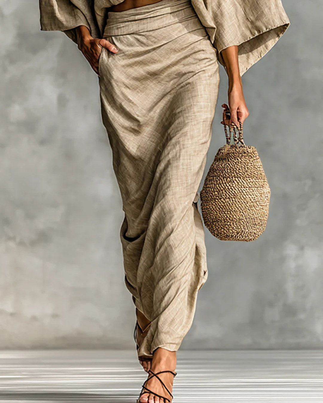Giulia | Cropped Top & Draped Skirt Set