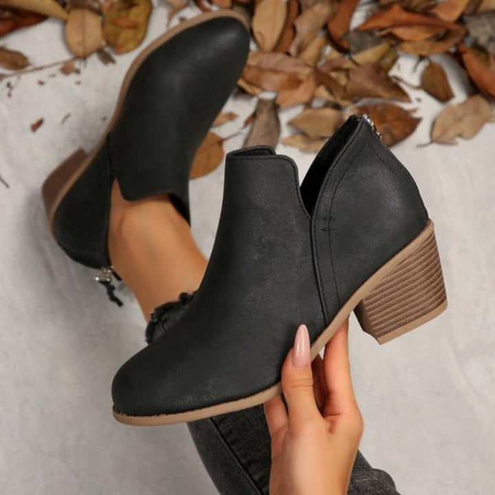 Hera | Textured Fringe Ankle Boots