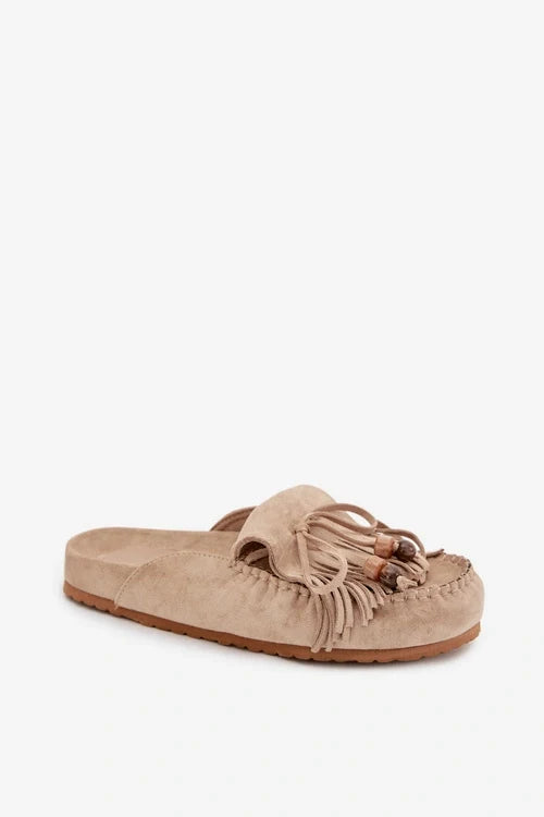 Hilda | Suede Fringe Slip-On Mules