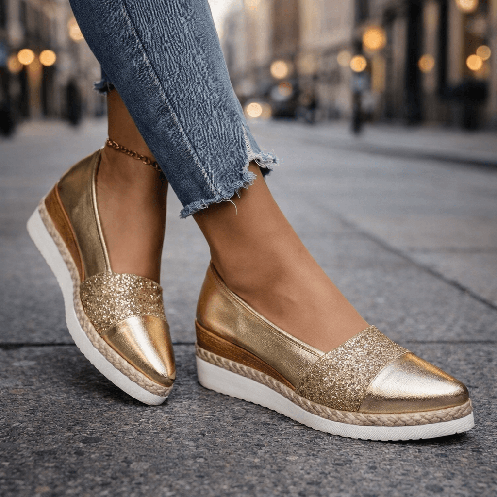 Jacky | Glitter Wedge Slip-On Sneakers