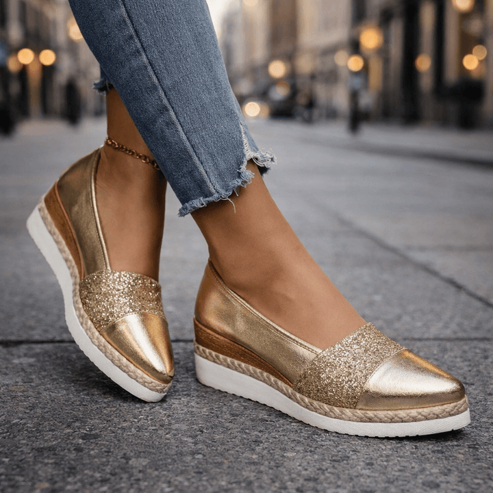 Jacky | Glitter Wedge Slip-On Sneakers