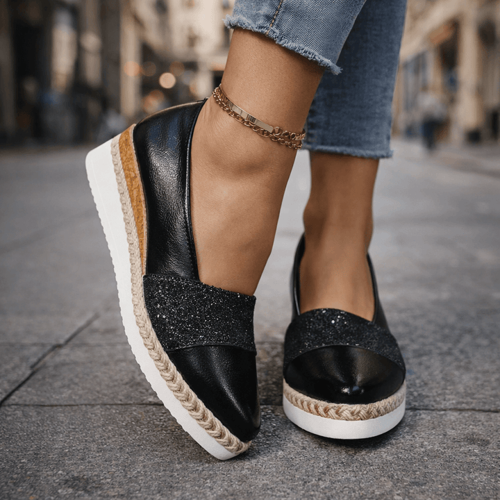 Jacky | Glitter Wedge Slip-On Sneakers