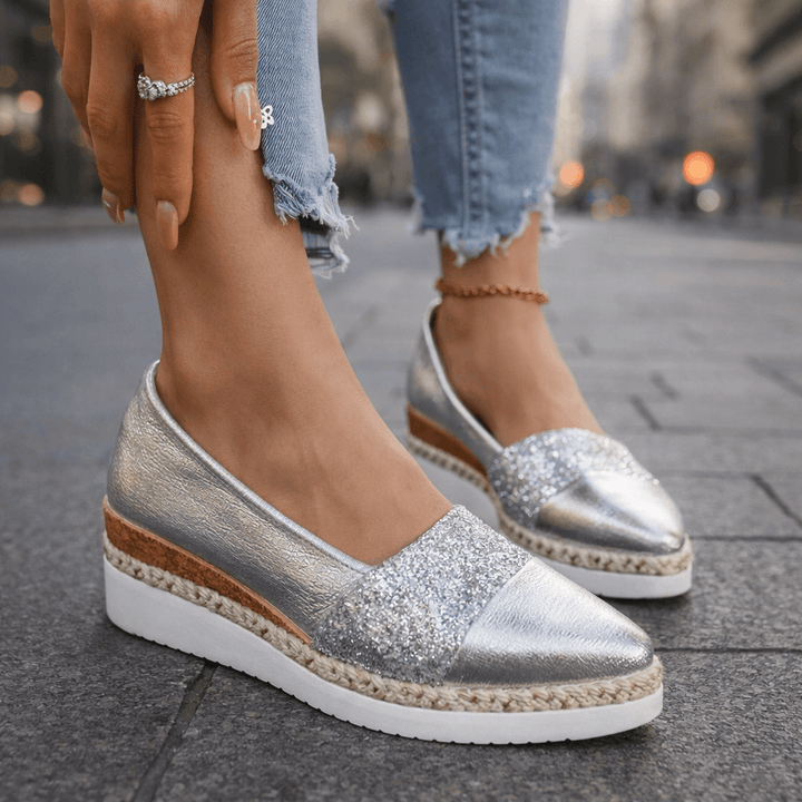 Jacky | Glitter Wedge Slip-On Sneakers