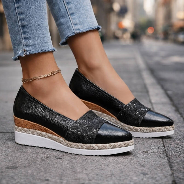 Jacky | Glitter Wedge Slip-On Sneakers