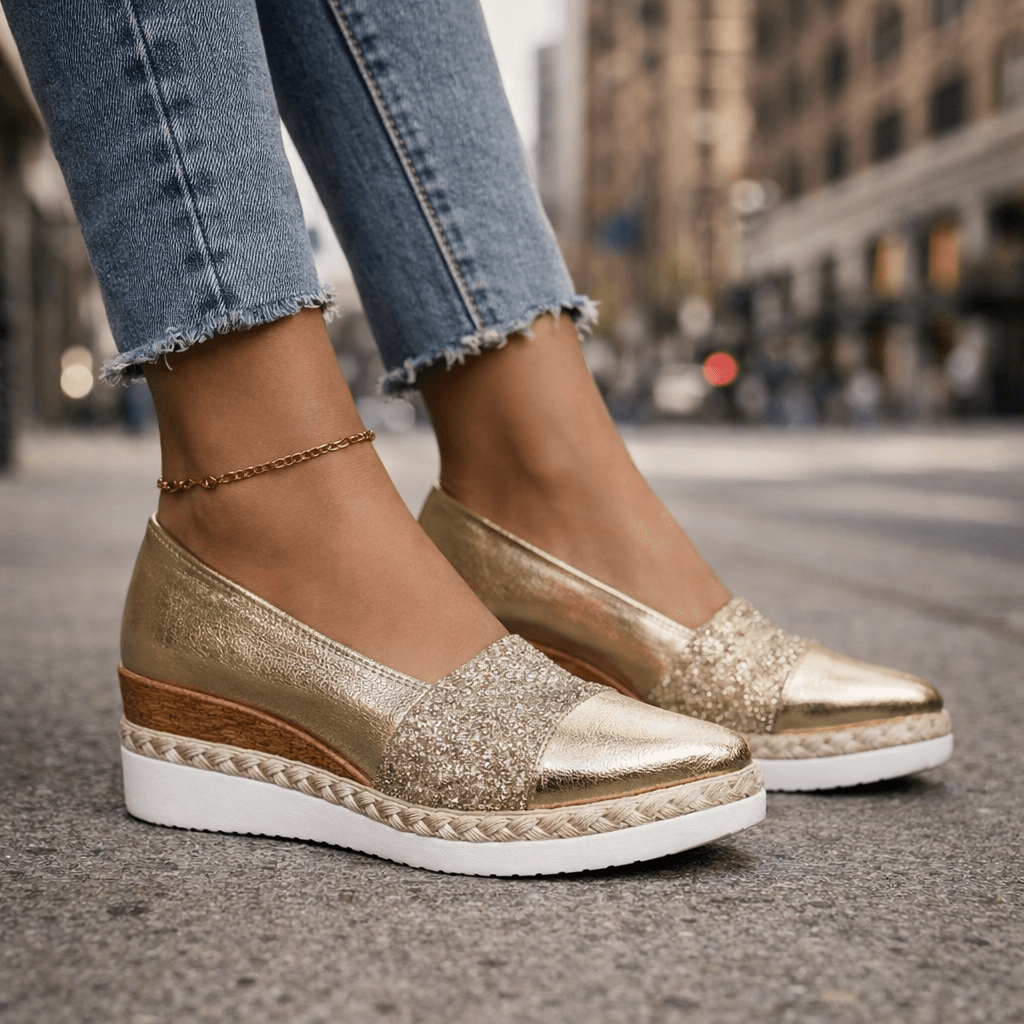 Jacky | Glitter Wedge Slip-On Sneakers