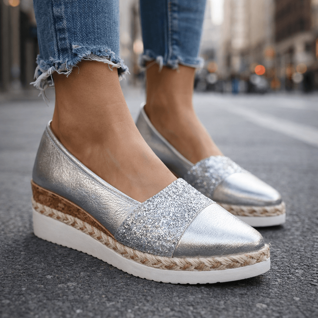 Jacky | Glitter Wedge Slip-On Sneakers