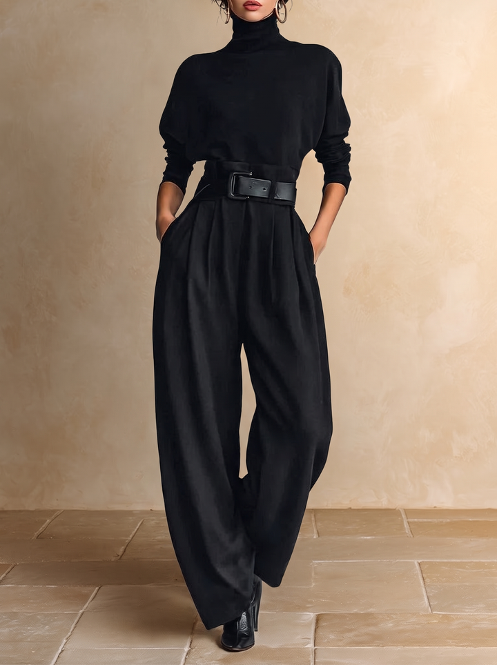 Jolanda | Turtleneck & Belted Pants Set