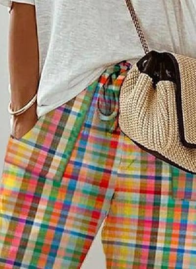 Kath | Checked Pants with Elastic Waist and Tie Closure