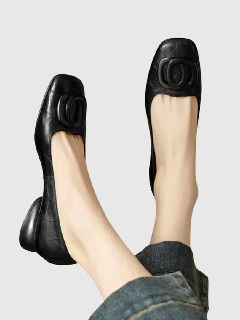 Kerina | Genuine Leather Square-Toe Flats