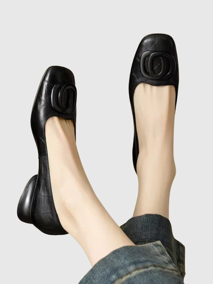 Kerina | Genuine Leather Square-Toe Flats
