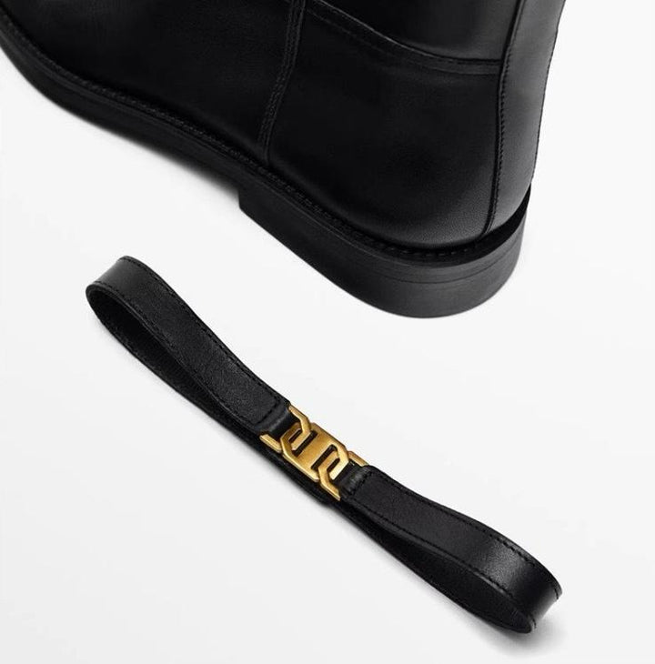 Laiza | Minimalist Block Heel Boots with Chic Buckle Detail