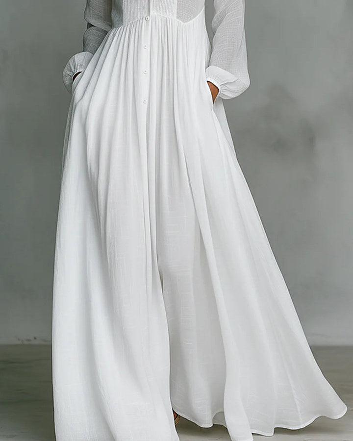 Leonora | Mandarin Collar Maxi Dress