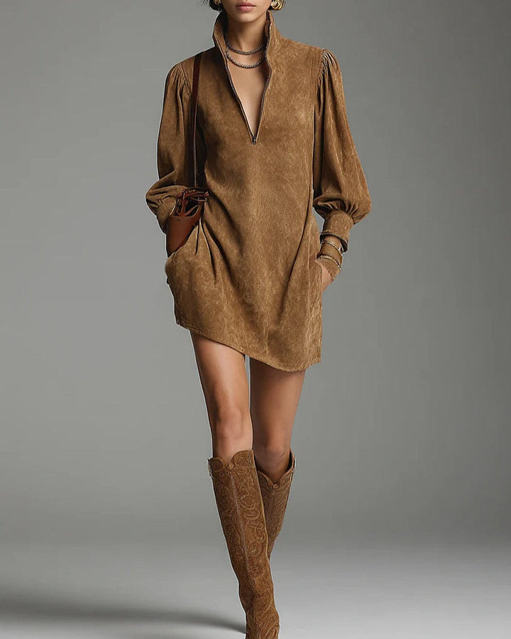 Lucrezia | Suede-Look Zip Dress