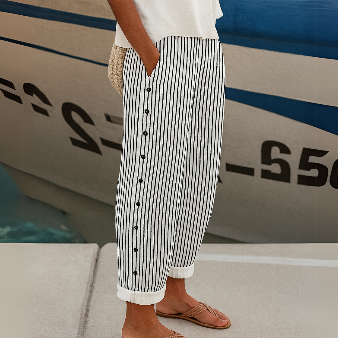 Marie | Stylish Striped Button Pants