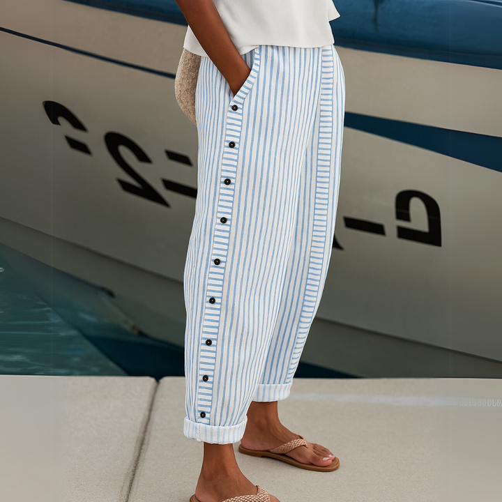 Marie | Stylish Striped Button Pants