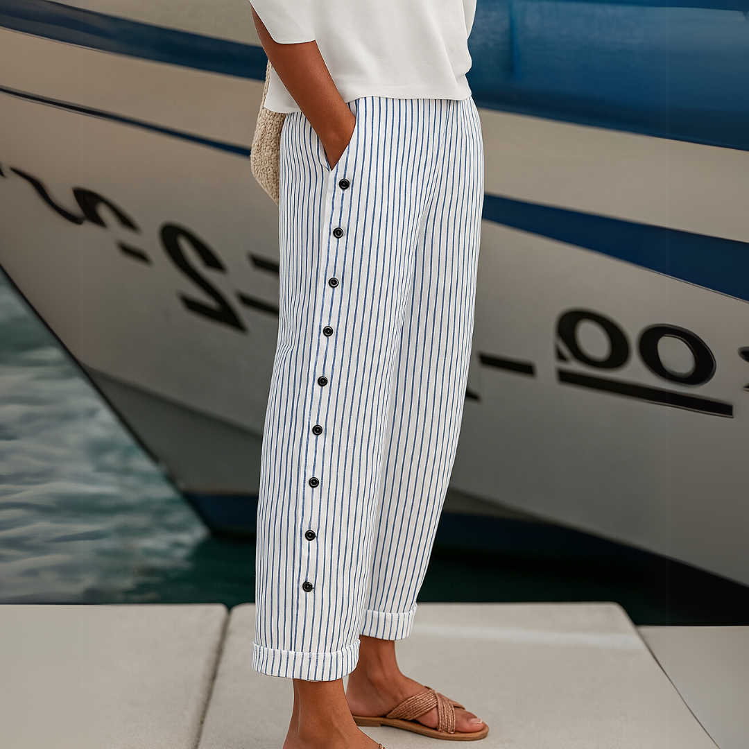 Marie | Stylish Striped Button Pants