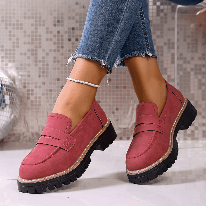 Mazie | Suede Platform College Loafers