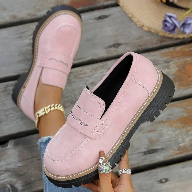 Mazie | Suede Platform College Loafers