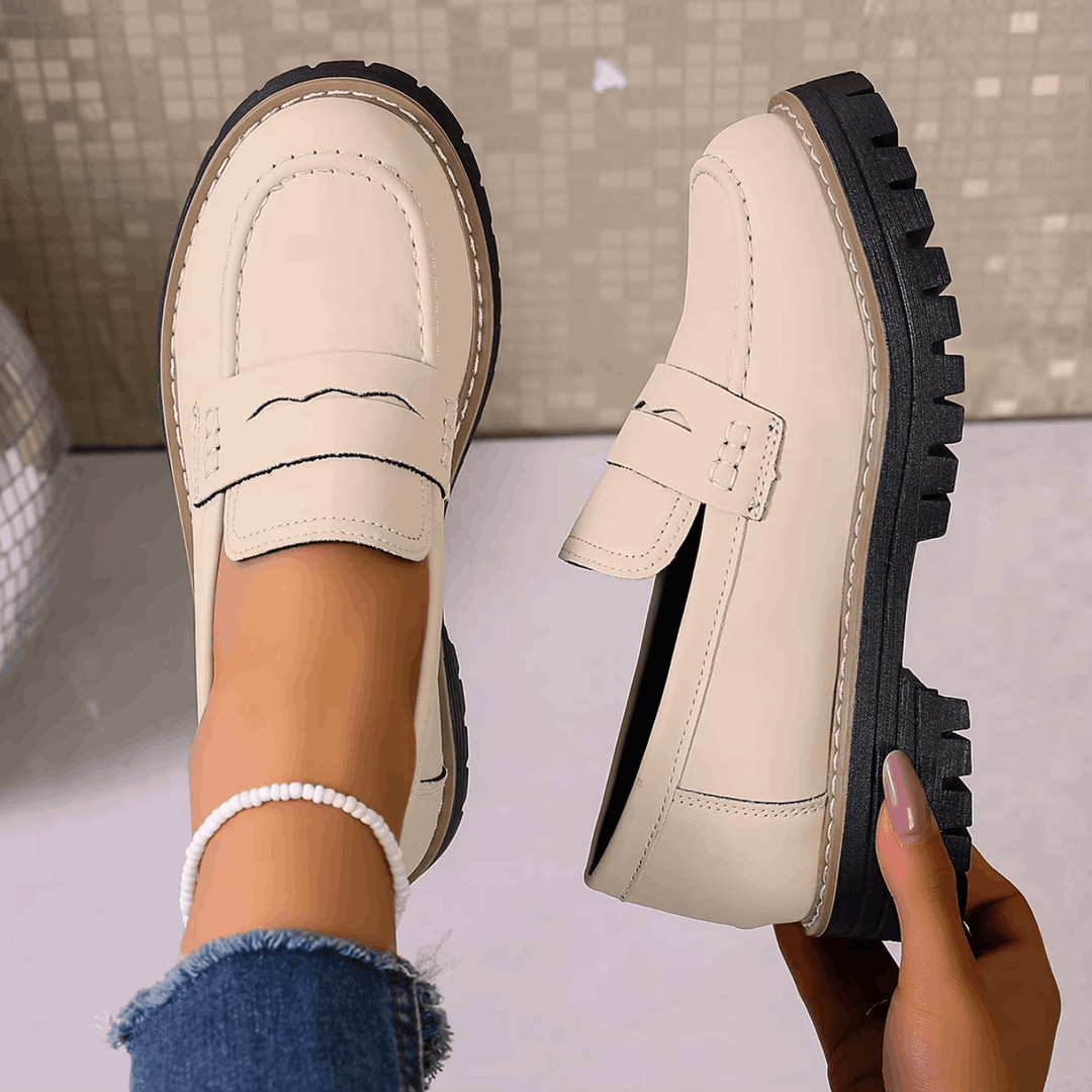 Mazie | Suede Platform College Loafers