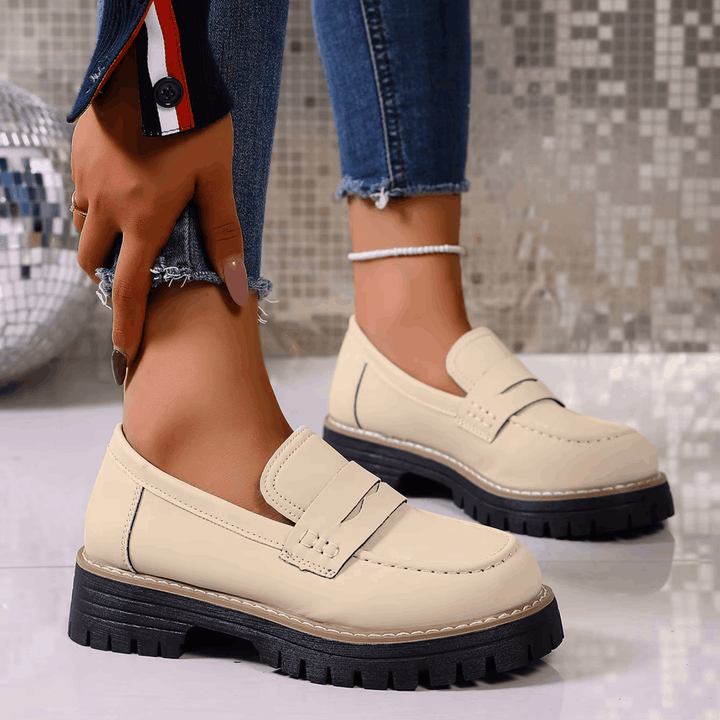 Mazie | Suede Platform College Loafers